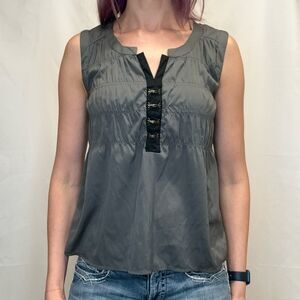 Converse One Star Women's Sleeveless Blouse Gunmetal Grey Gray S SM Small Light